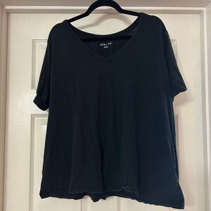 100% cotton Ava & Viv Black V-Neck Short Sleeve Top